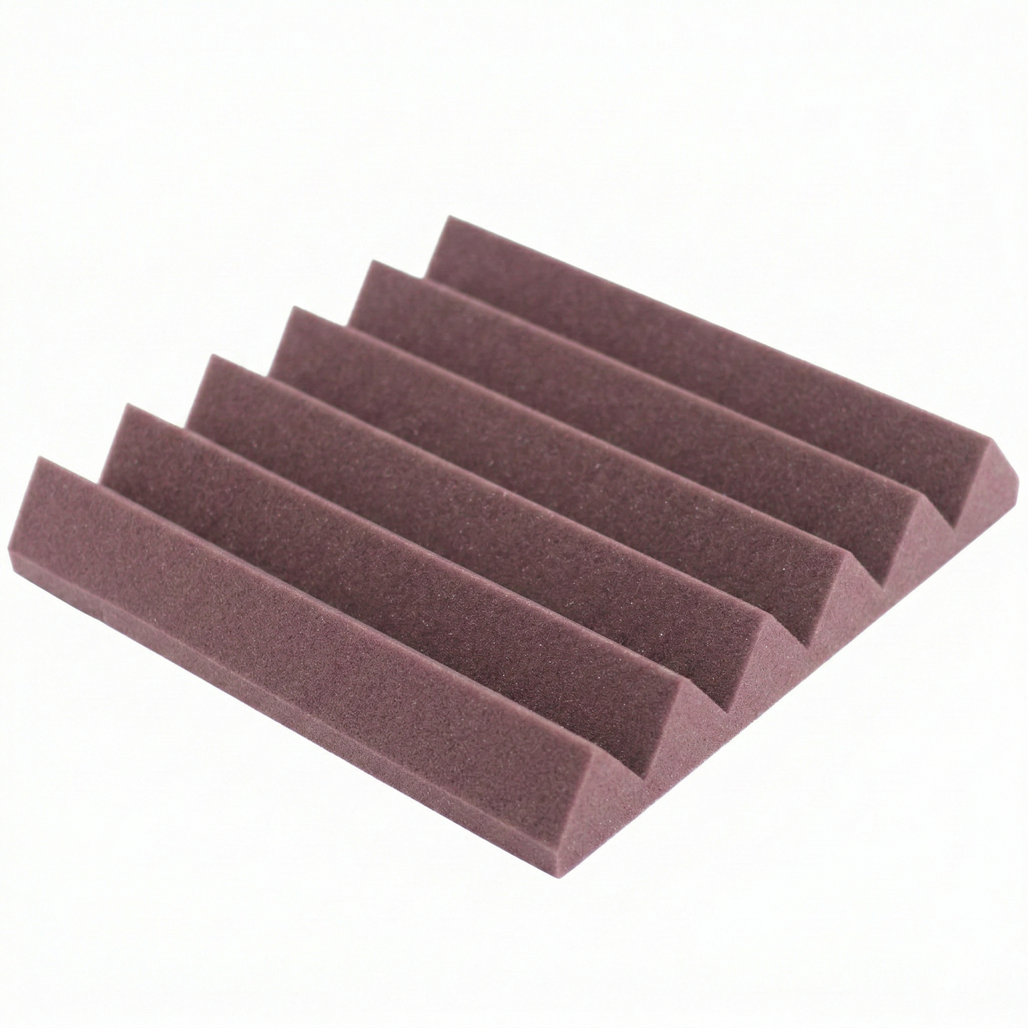 Set of burgundy acoustic foam panels on a white background