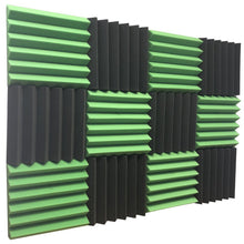 Load image into Gallery viewer, green and black wedge acoustic foam panels for sound absorption