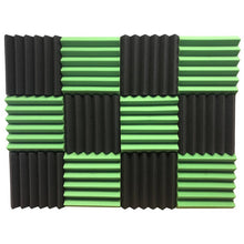 Load image into Gallery viewer, black and green wedge acoustic foam noise reduction wall panels