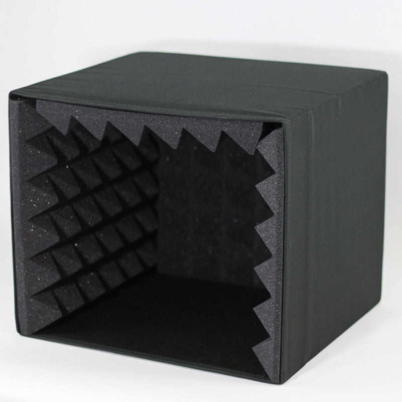 microphone isolation box with acoustic foam
