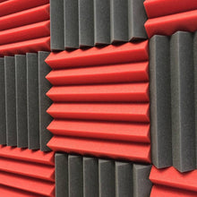Load image into Gallery viewer, black and red wedge acoustic foam sound absorbing wall panels
