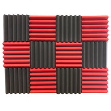 Load image into Gallery viewer, black and red wedge acoustic foam wall tiles