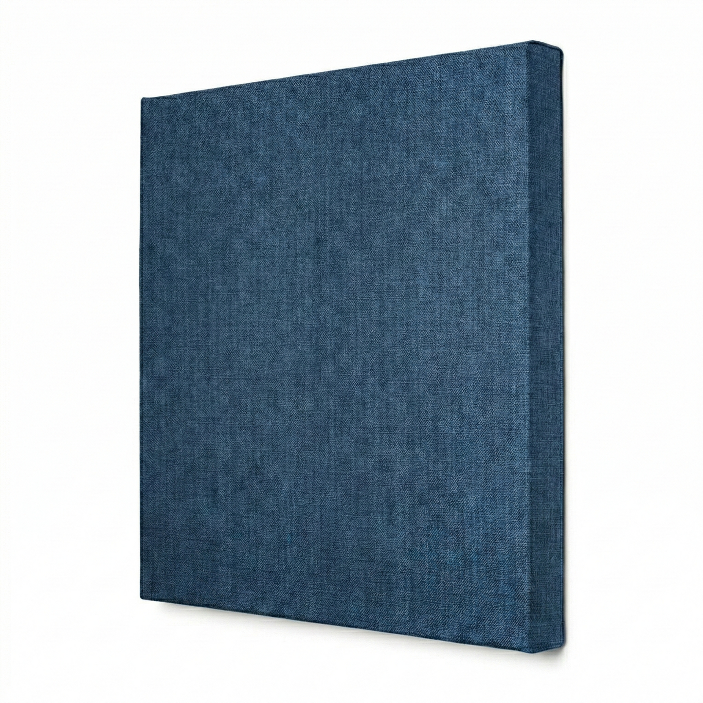 Blue textured square panel on a white background