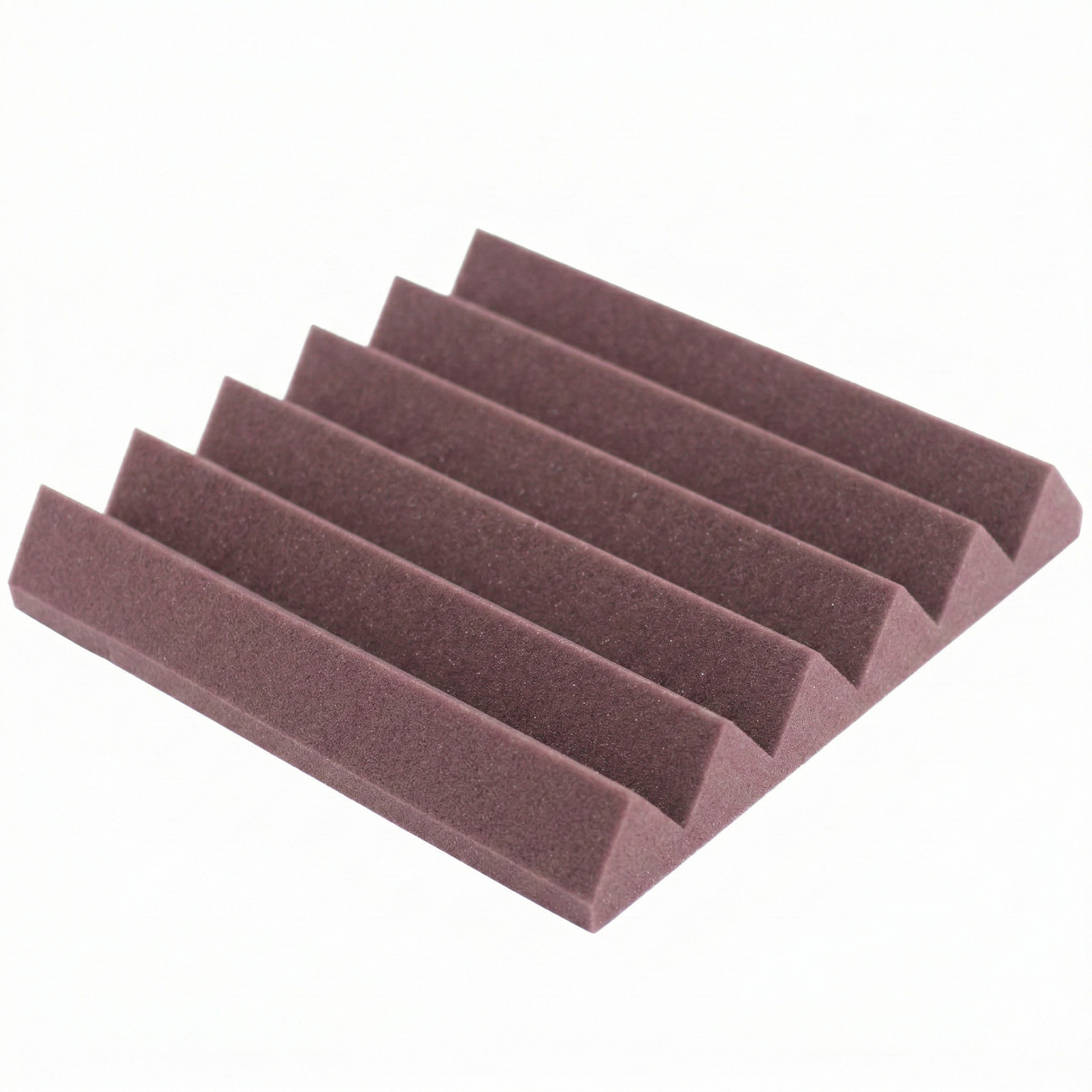 Set of burgundy acoustic foam panels on a white background
