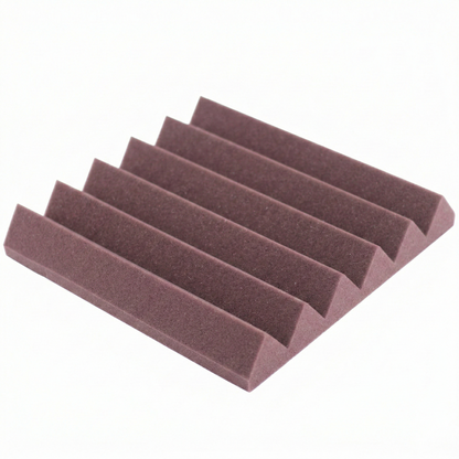 Set of burgundy acoustic foam panels on a white background