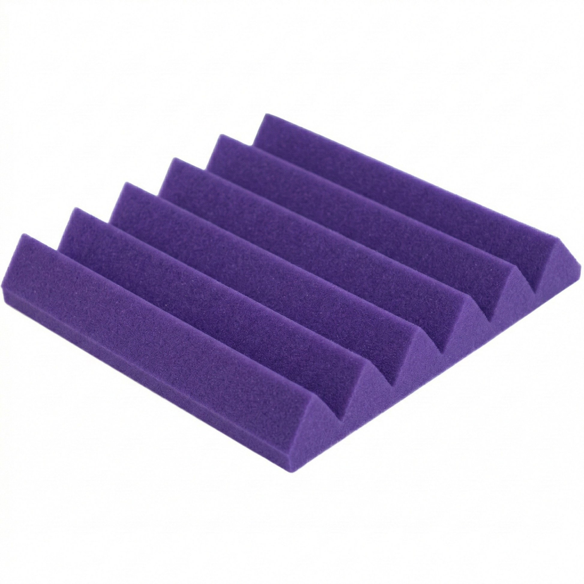 Purple foam pyramid sound absorbers on a white background