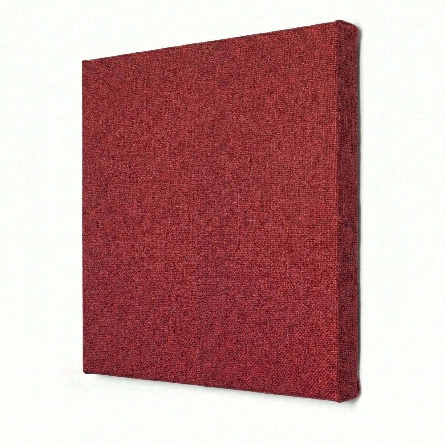 Red textured square object on a white background