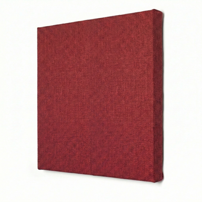 Red textured square object on a white background