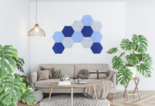 Load image into Gallery viewer, coloRIZE™ Hexagon Decorative Acoustic Panels - Marble, Sky, Blueberry (12 Pieces)

