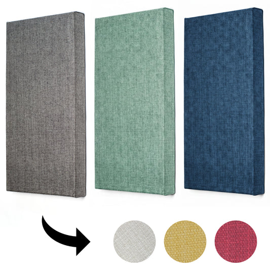 fabric wrapped acoustic panels in various colors 12x24 mounted on wall