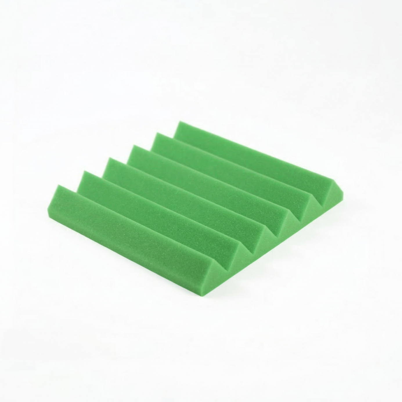 Green foam wedges on a white background
