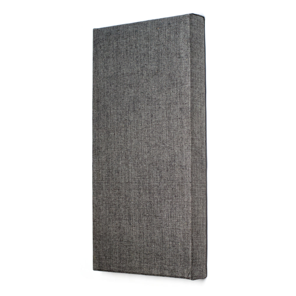 charcoal gray fabric wrapped acoustic absorber panel owens corning mounted on wall