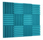 teal acoustic foam panels arranged in a grid pattern on a white background