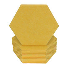 Load image into Gallery viewer, stack of maize yellow acoustic hexagon tiles
