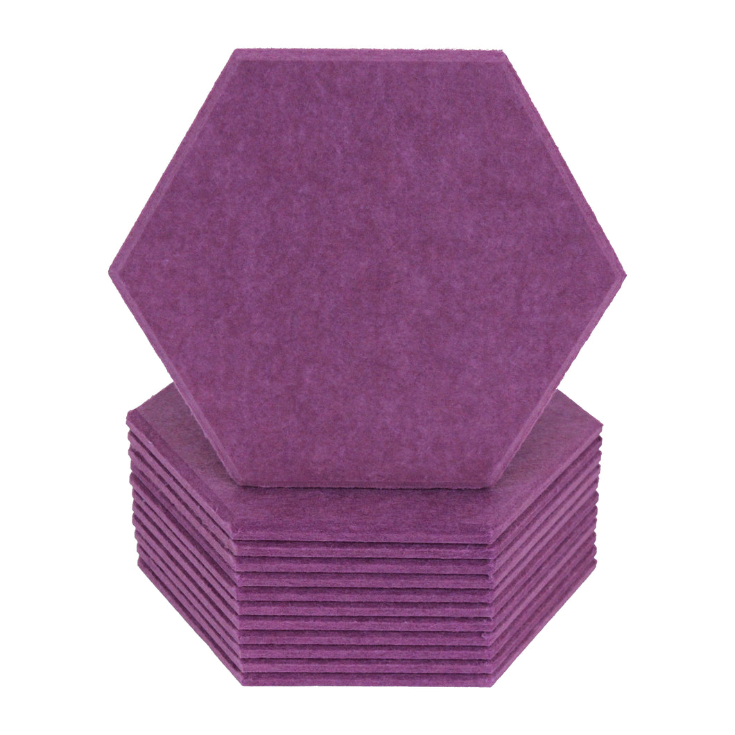 stack of purple acoustic hexagon tiles