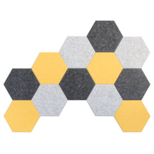 Load image into Gallery viewer, 12 charcoal marble yellow hexagon acoustic tiles
