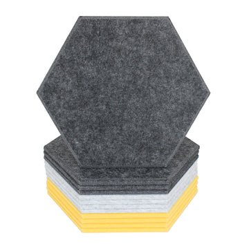 coloRIZE™ Hexagon Decorative Acoustic Panels - Charcoal, Marble, Maize (12  Pieces)