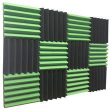 Load image into Gallery viewer, green and black wedge acoustic foam panels for sound absorption
