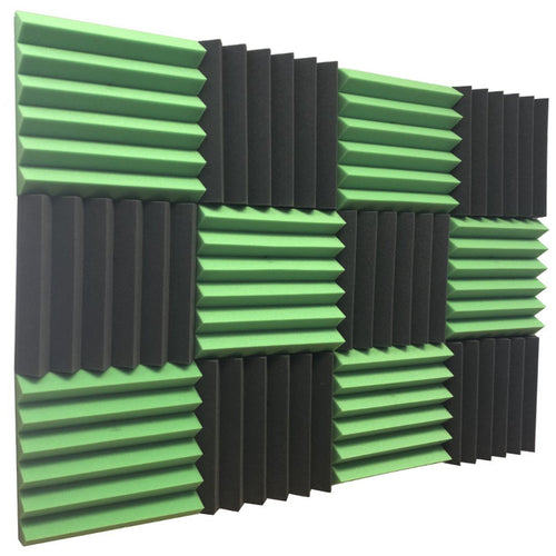 green and black wedge acoustic foam panels for sound absorption