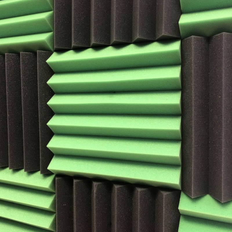 black and green wedge acoustic foam tiles