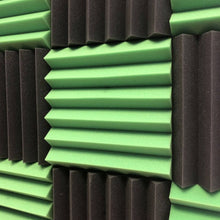 Load image into Gallery viewer, black and green wedge acoustic foam tiles
