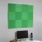 office setup with green acoustic foam noise reduction wall tiles