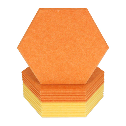 orange and yellow hexagon acoustic panels