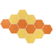 Load image into Gallery viewer, coloRIZE™ Hexagon Decorative Acoustic Panels - Maize and Tangerine (12 Pieces)
