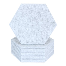 Load image into Gallery viewer, stack of marble white acoustic hexagon tiles
