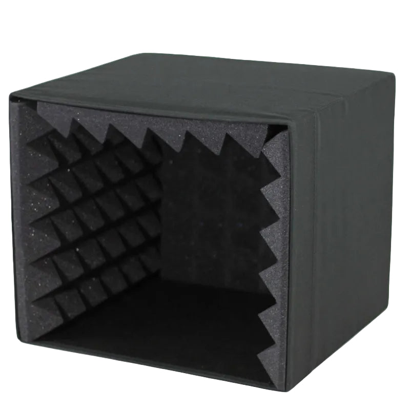 microphone isolation box with acoustic foam