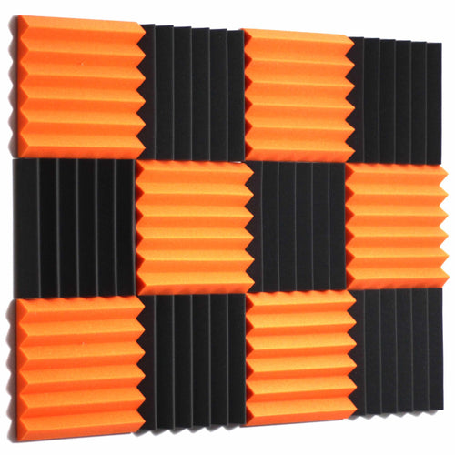 orange and black acoustic foam panels for sound absorption
