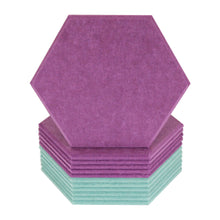 Load image into Gallery viewer, stack of purple and green acoustic hexagon tiles
