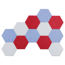 Load image into Gallery viewer, wall of red white and blue acoustic hexagon tiles
