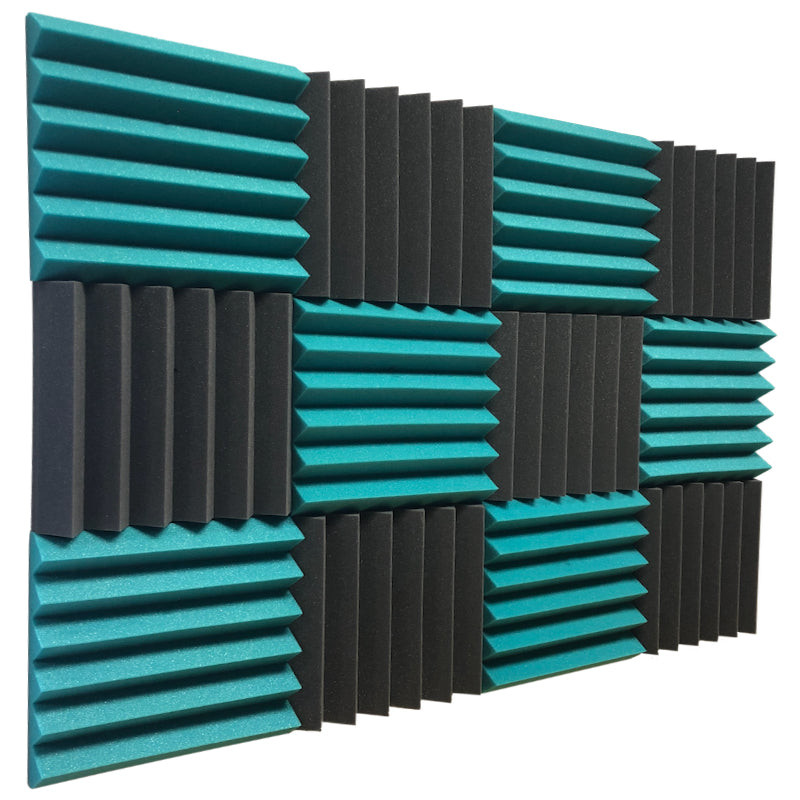 teal and black acoustic foam panels for sound absorption