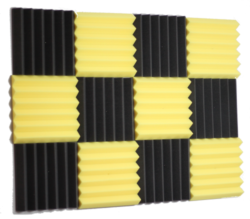 black and yellow wedge acoustic foam noise reduction wall panels